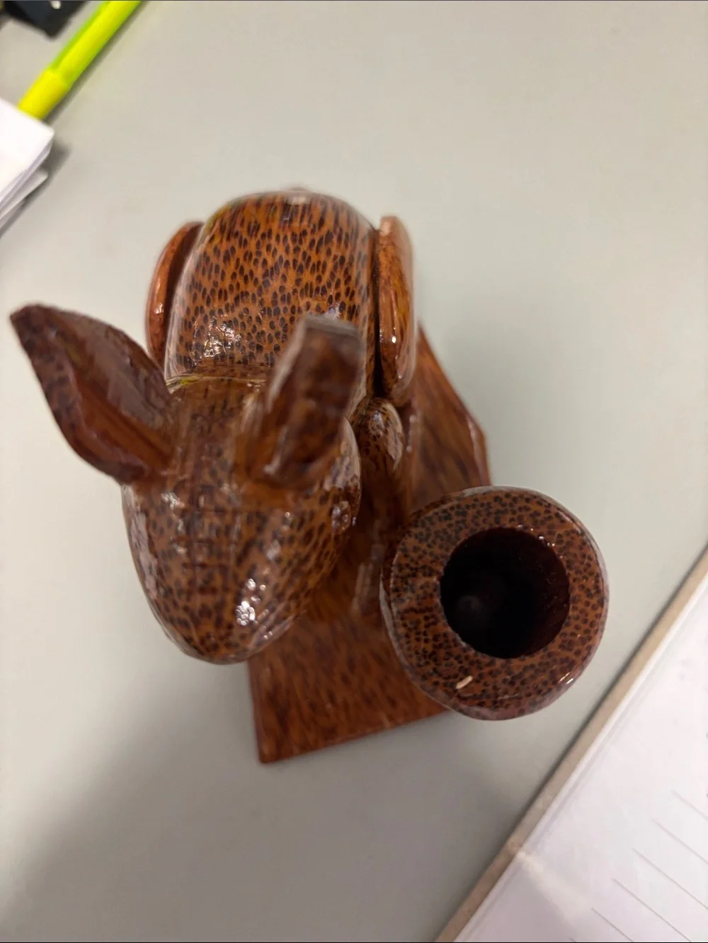 Source Unknown Brown Speckled Wood-Look Animal Pencil Holder